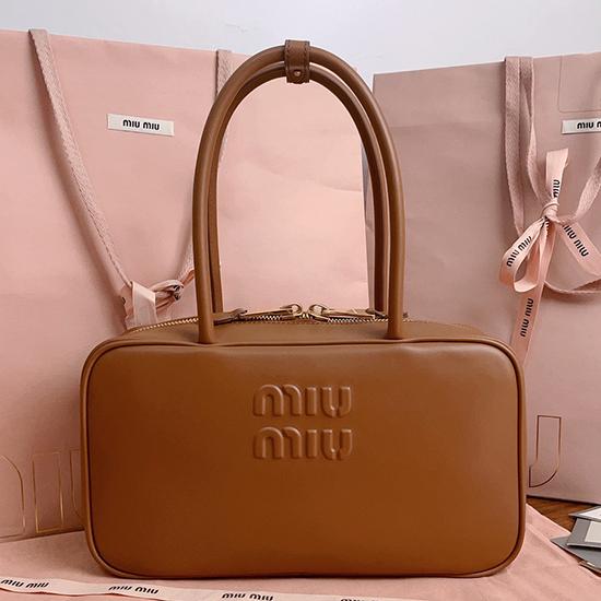 Miu Miu Medium Beau leather Bag Cognac 5BB172