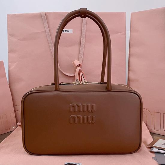 Miu Miu Medium Beau leather Bag Dark Brown 5BB172