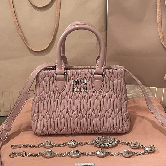 Miu Miu Nappa Leather Handbag Pink 5BA251