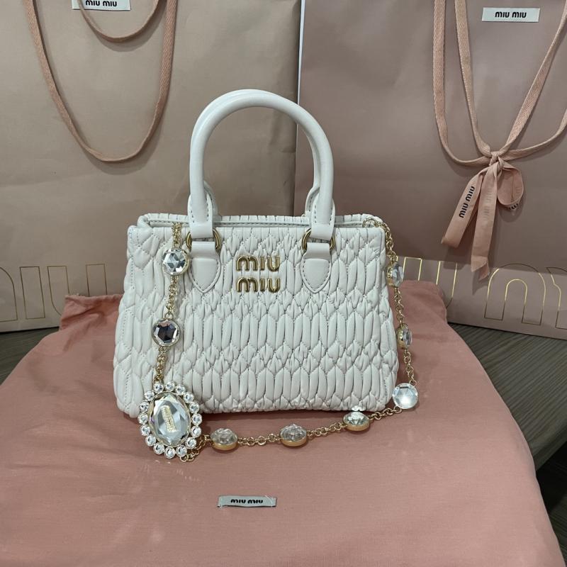 Miu Miu Nappa Leather Handbag White 5BA251