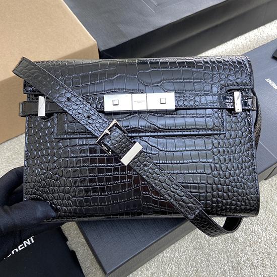 Saint Laurent Manhattan Small Bag Black Crocodile 675626