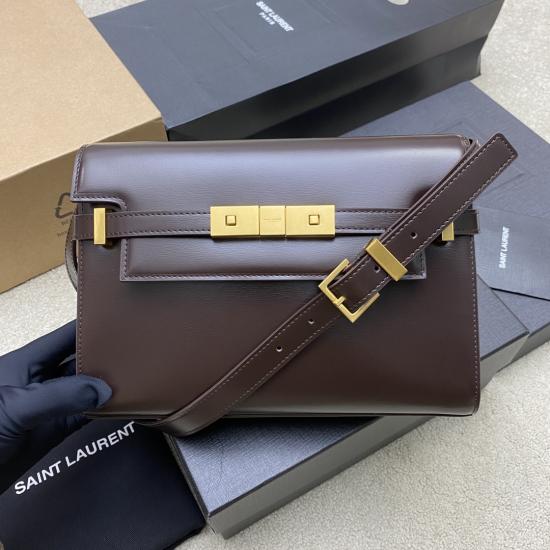 Saint Laurent Manhattan Small Shoulder Bag Burgundy 675626