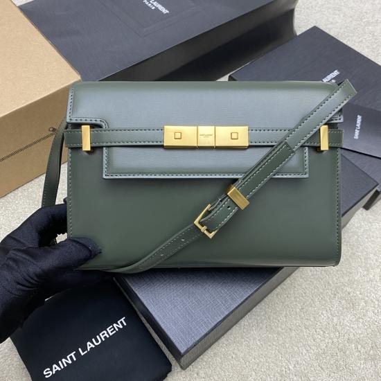 Saint Laurent Manhattan Small Shoulder Bag Green 675626
