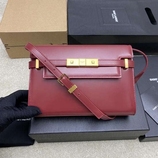 Saint Laurent Manhattan Small Shoulder Bag Red 675626