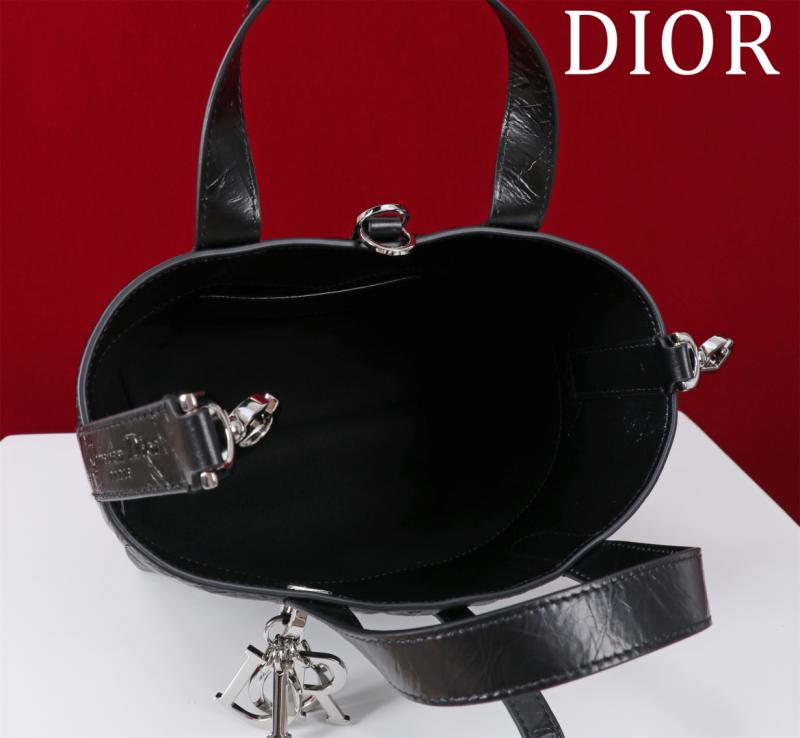 Small Dior Toujours Vertical Crinkled Tote Bag Black M2835