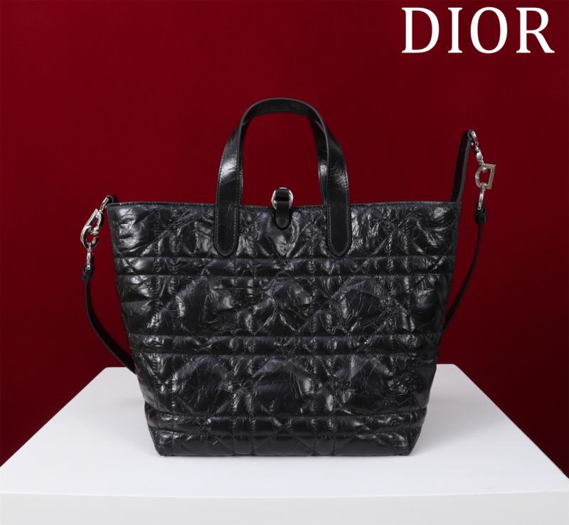 Medium Dior Toujours Vertical Crinkled Tote Bag Black M2836