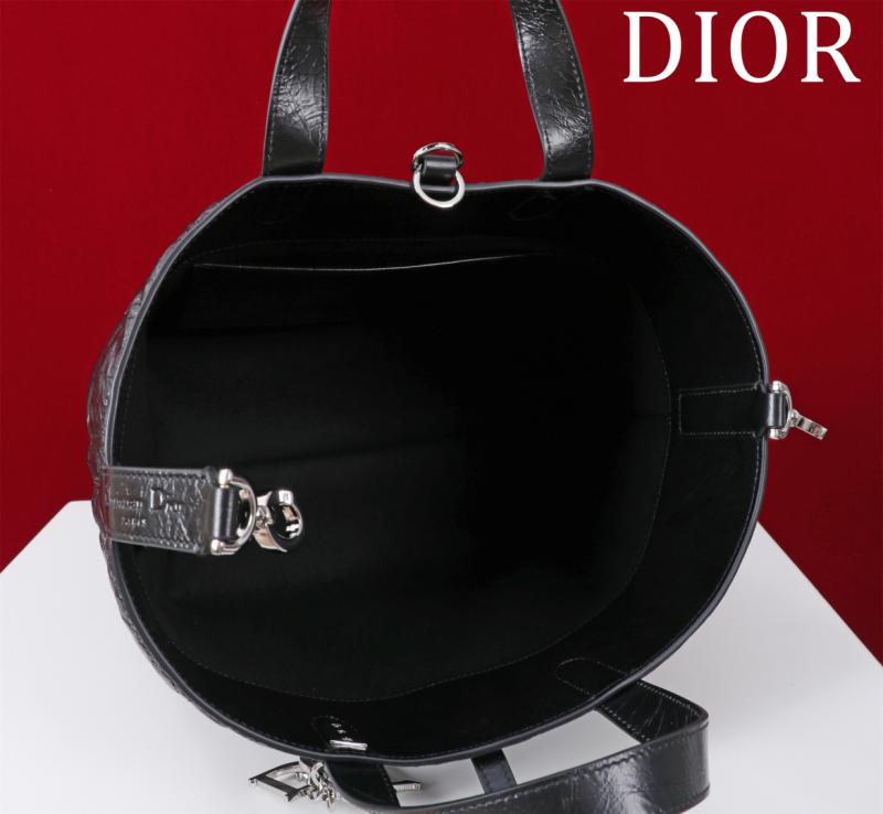 Medium Dior Toujours Vertical Crinkled Tote Bag Black M2836