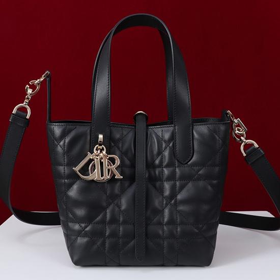 Small Dior Toujours Vertical Tote Bag Black M2835