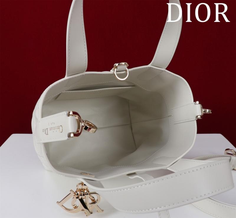 Small Dior Toujours Vertical Tote Bag White M2835
