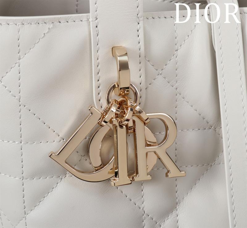 Small Dior Toujours Vertical Tote Bag White M2835