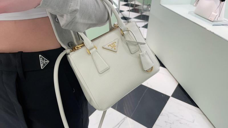 Small Prada Galleria Saffiano leather bag White 1BA896