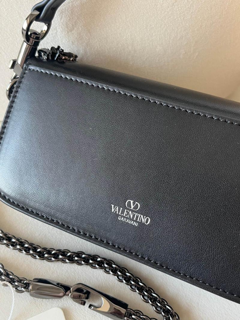 Valentino Small Embroidered Shoulder Bag Black V0145