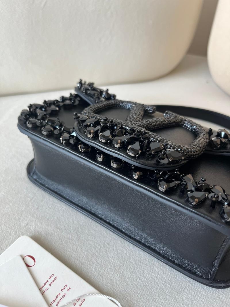 Valentino Small Embroidered Shoulder Bag Black V0145