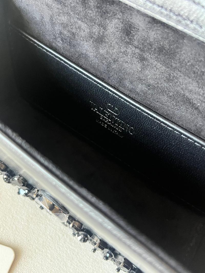 Valentino Small Embroidered Shoulder Bag Black V0145
