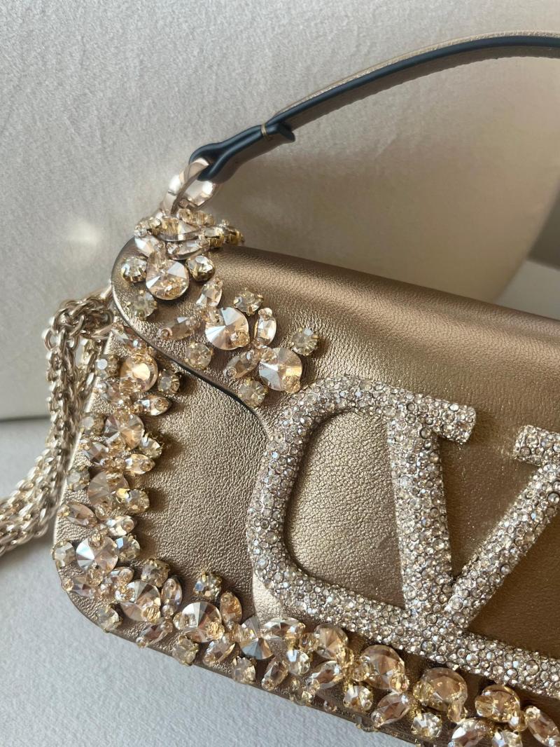 Valentino Small Embroidered Shoulder Bag Gold V0145