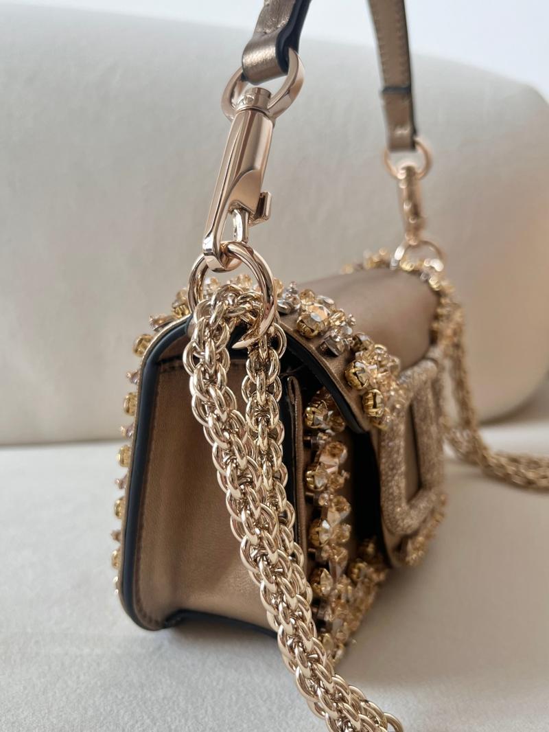 Valentino Small Embroidered Shoulder Bag Gold V0145