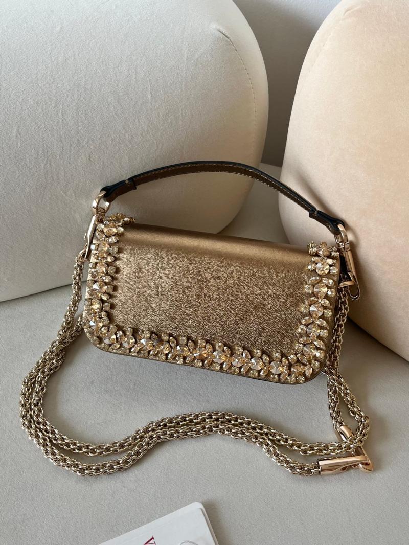Valentino Small Embroidered Shoulder Bag Gold V0145