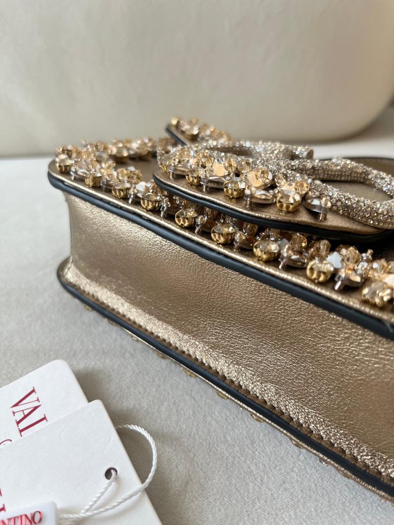 Valentino Small Embroidered Shoulder Bag Gold V0145