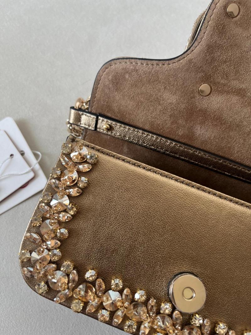 Valentino Small Embroidered Shoulder Bag Gold V0145