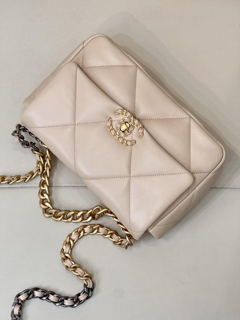 Chanel 19 Lambskin Flap Handbag Beige AS1160
