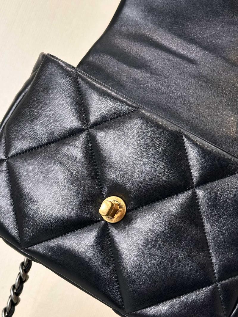 Chanel 19 Lambskin Flap Handbag Black with Gold AS1160