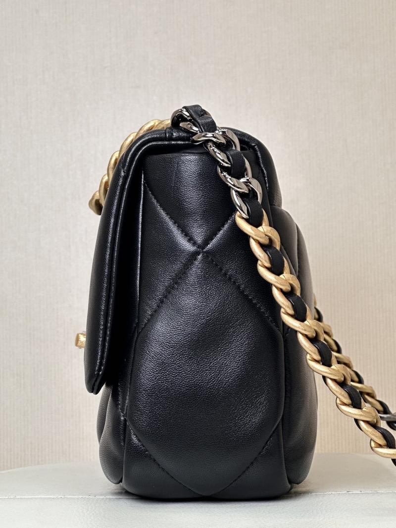 Chanel 19 Lambskin Flap Handbag Black with Gold AS1160