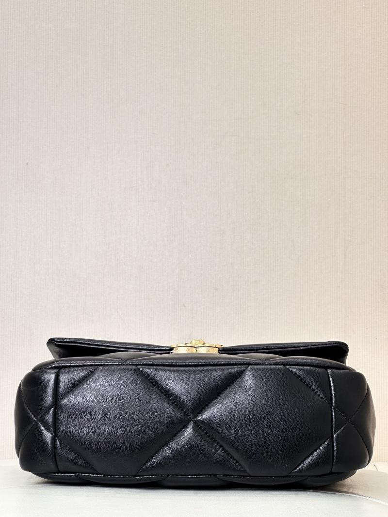 Chanel 19 Lambskin Flap Handbag Black with Gold AS1160