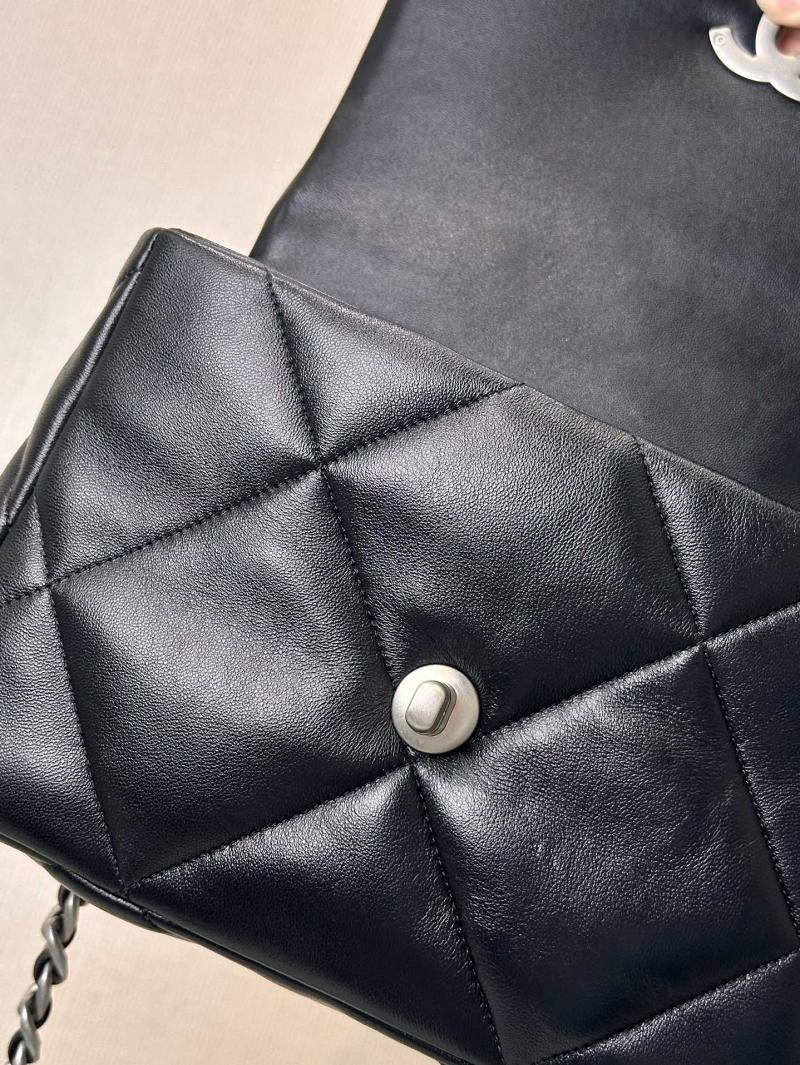 Chanel 19 Lambskin Flap Handbag Black with Silver AS1160