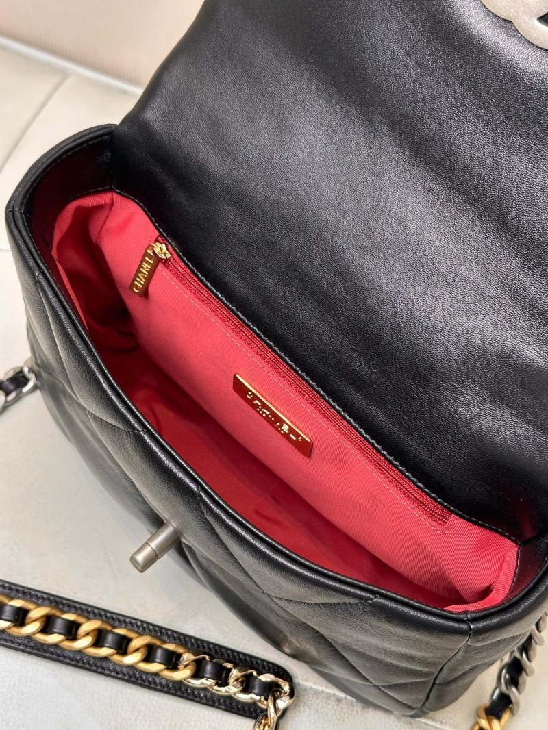 Chanel 19 Lambskin Flap Handbag Black with Silver AS1160
