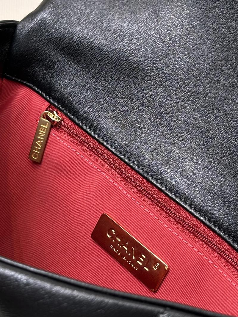 Chanel 19 Lambskin Flap Handbag Black with Silver AS1160