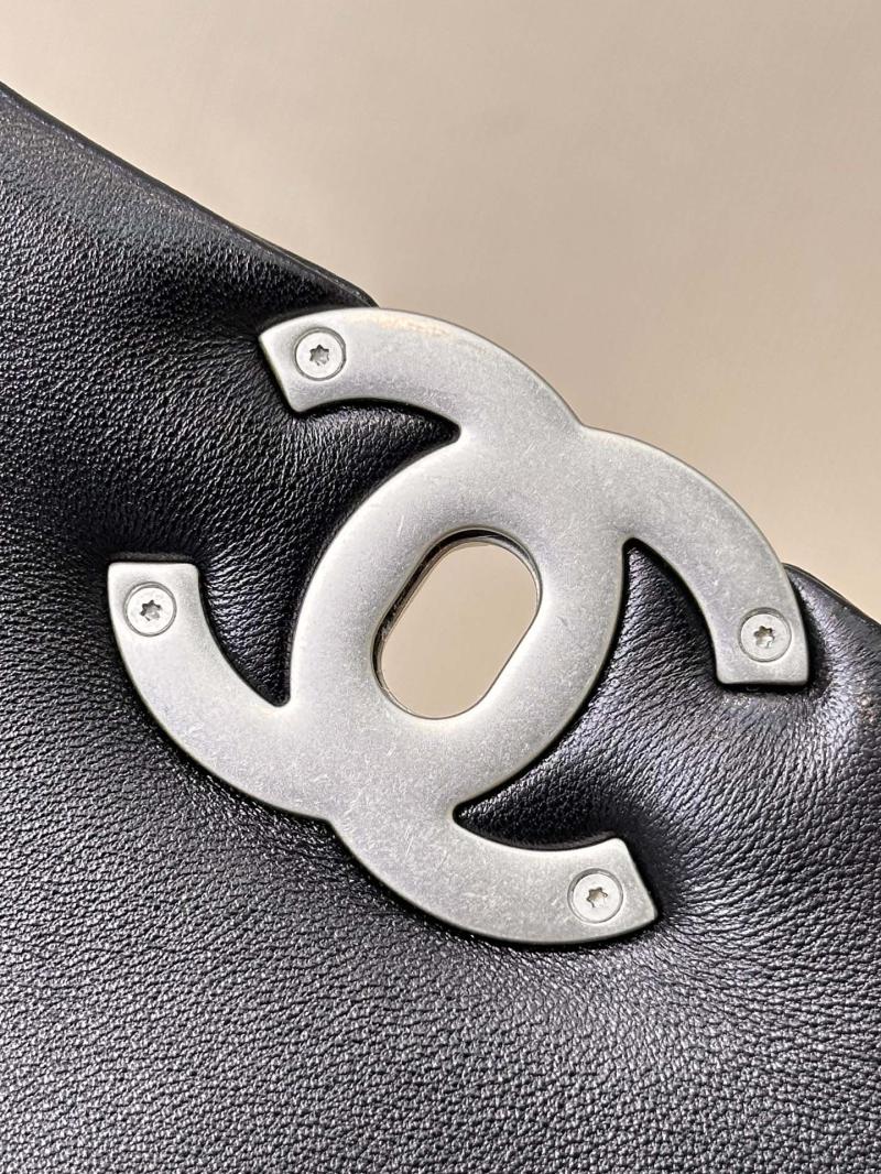 Chanel 19 Lambskin Flap Handbag Black with Silver AS1160
