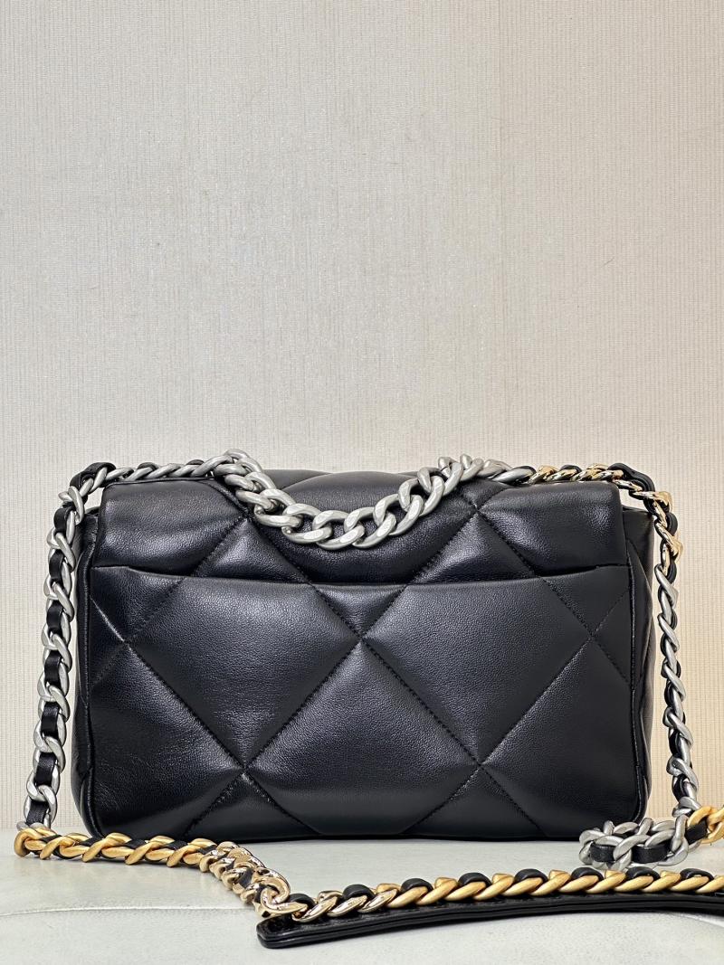 Chanel 19 Lambskin Flap Handbag Black with Silver AS1160