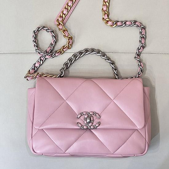 Chanel 19 Lambskin Flap Handbag Pink AS1160