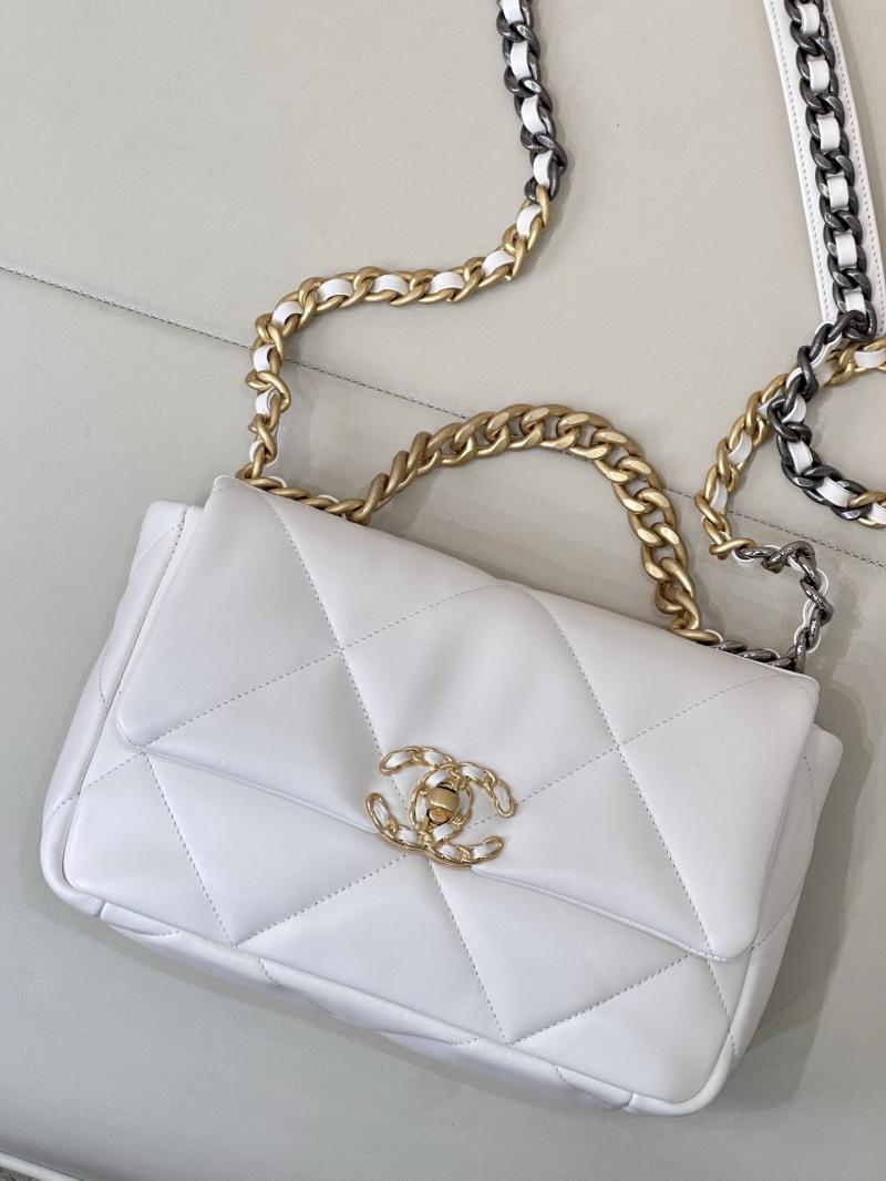 Chanel 19 Lambskin Flap Handbag White AS1160