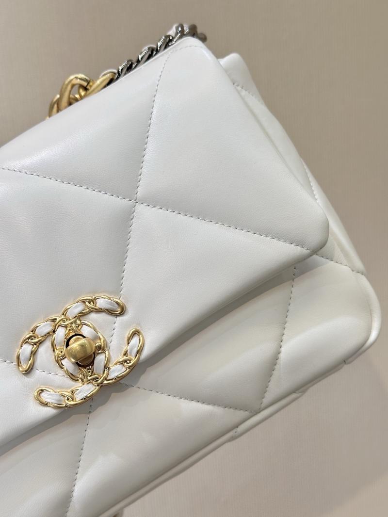 Chanel 19 Lambskin Flap Handbag White AS1160