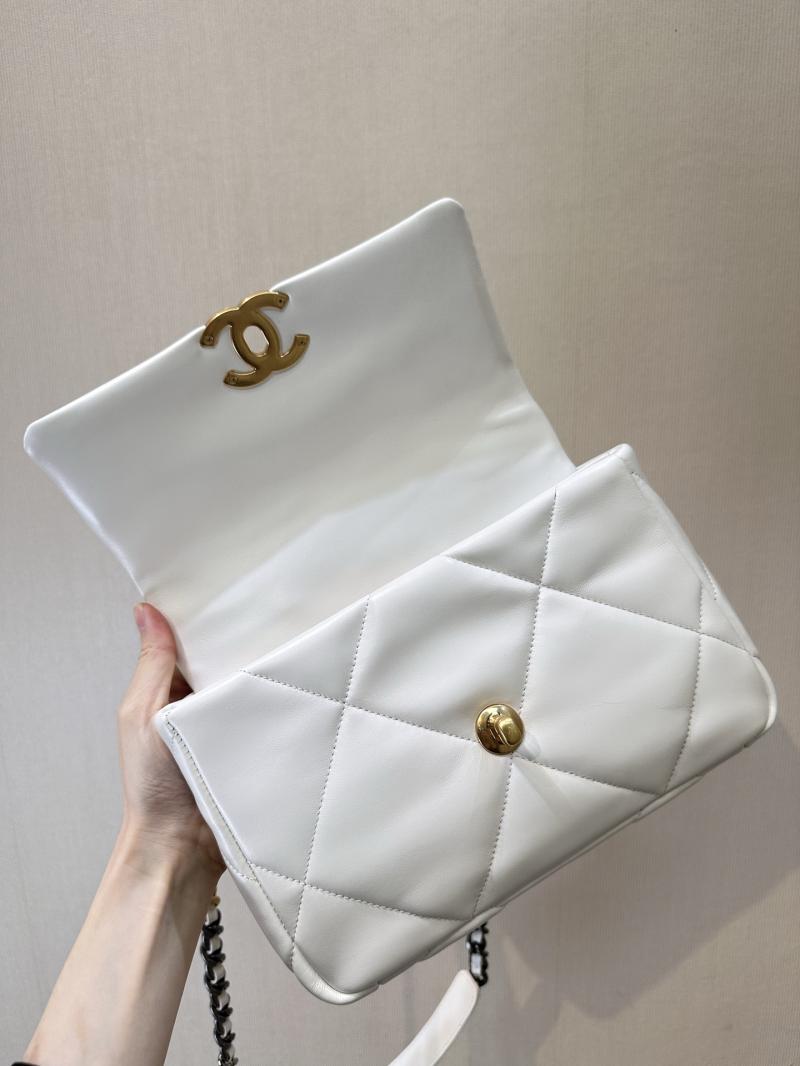 Chanel 19 Lambskin Flap Handbag White AS1160