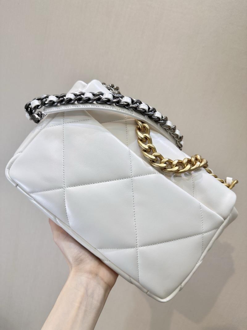 Chanel 19 Lambskin Flap Handbag White AS1160
