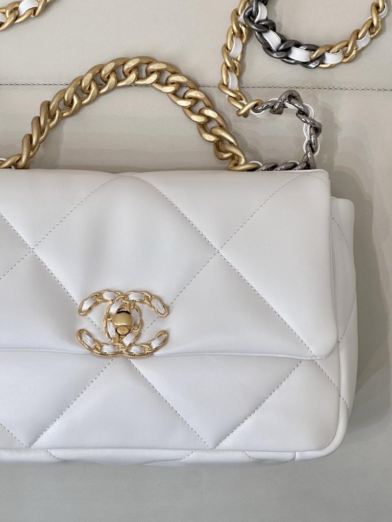 Chanel 19 Lambskin Flap Handbag White AS1160