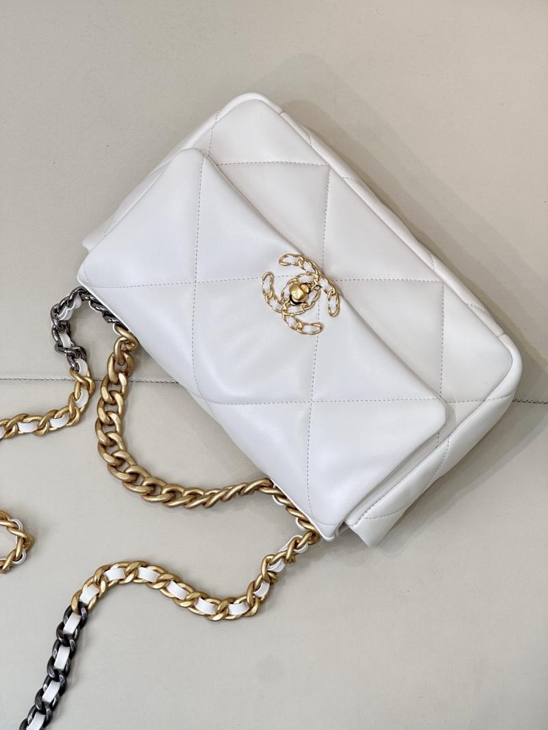 Chanel 19 Lambskin Flap Handbag White AS1160