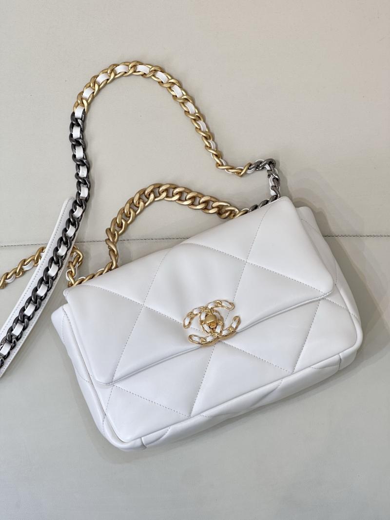 Chanel 19 Lambskin Flap Handbag White AS1160