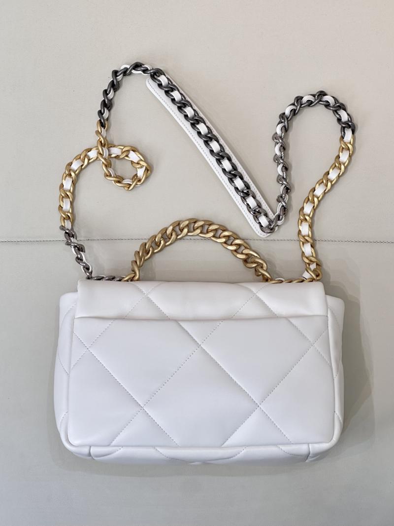Chanel 19 Lambskin Flap Handbag White AS1160