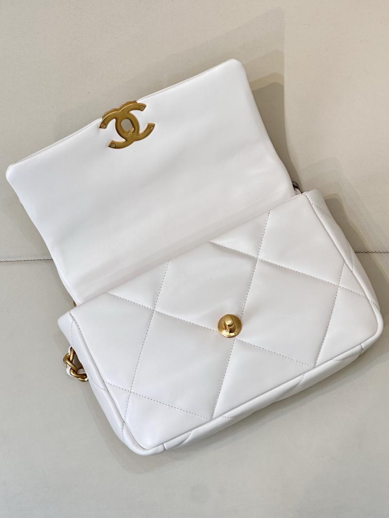 Chanel 19 Lambskin Flap Handbag White AS1160