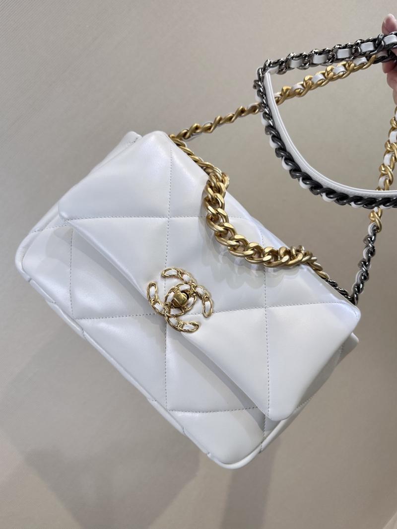 Chanel 19 Lambskin Flap Handbag White AS1160