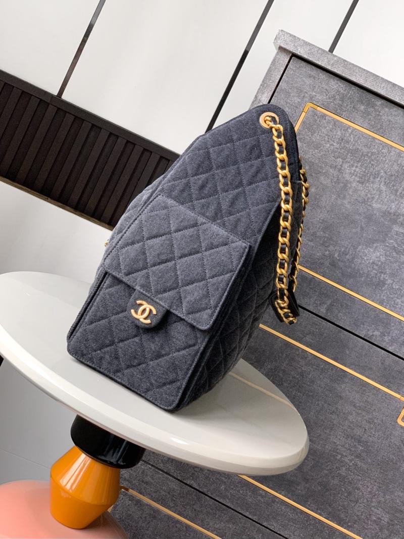 Chanel Denim 25 Medium Handbag Black AS5311