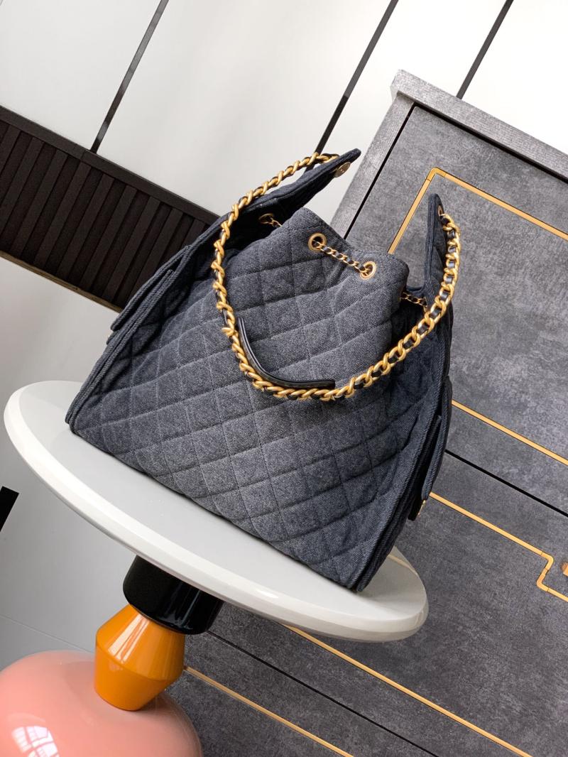 Chanel Denim 25 Medium Handbag Black AS5311