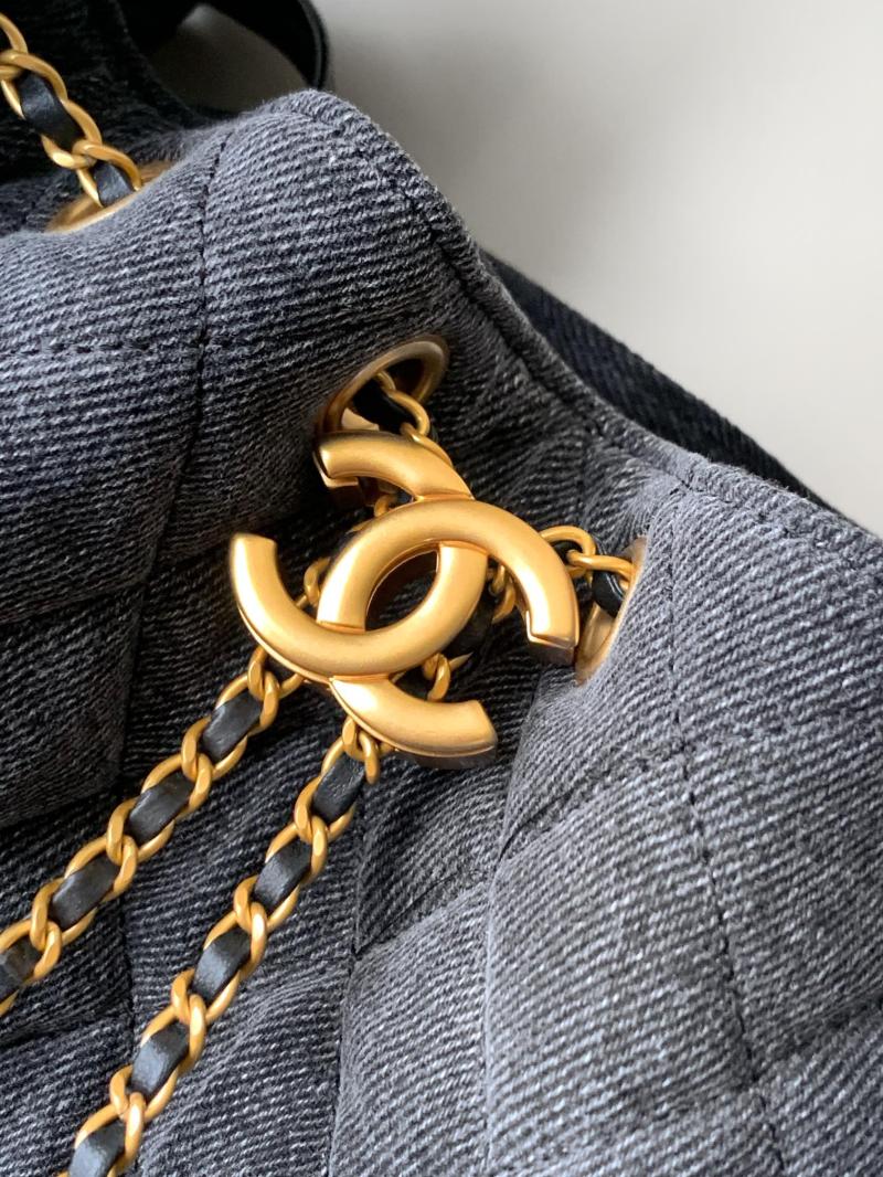 Chanel Denim 25 Medium Handbag Black AS5311