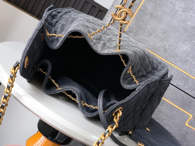 Chanel Denim 25 Medium Handbag Black AS5311