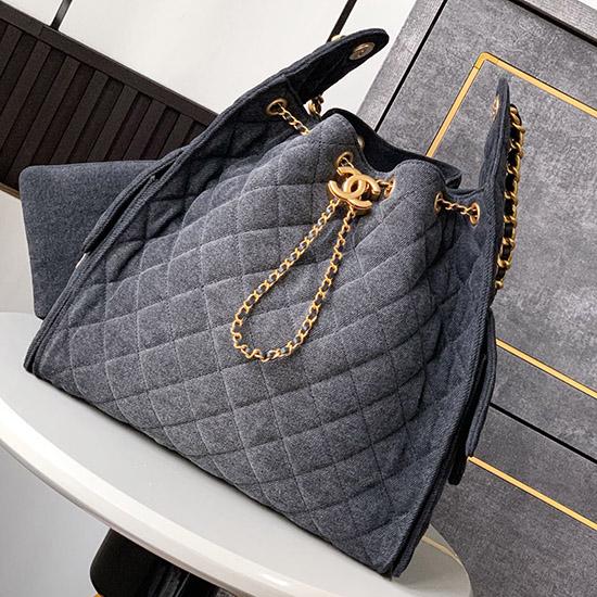 Chanel Denim 25 Medium Handbag Black AS5311