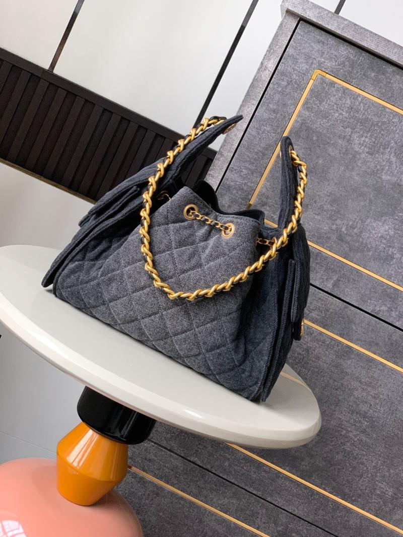 Chanel Denim 25 Small Handbag Black AS5293