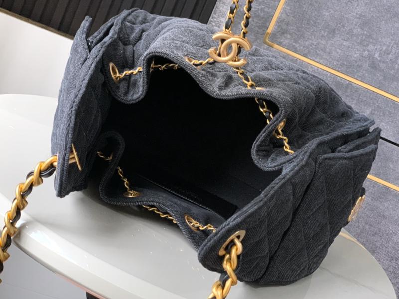 Chanel Denim 25 Small Handbag Black AS5293